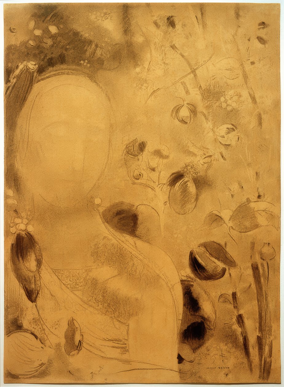 La Rêve, blomster og ansigt af Odilon Redon