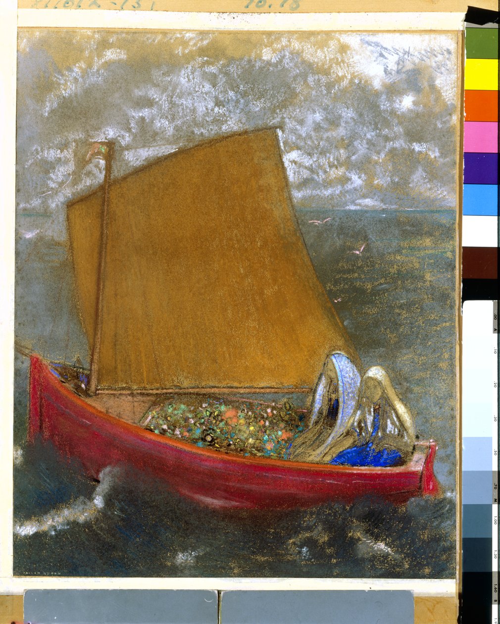 Det gule sejl, ca. 1905 (pastel på papir) af Odilon Redon