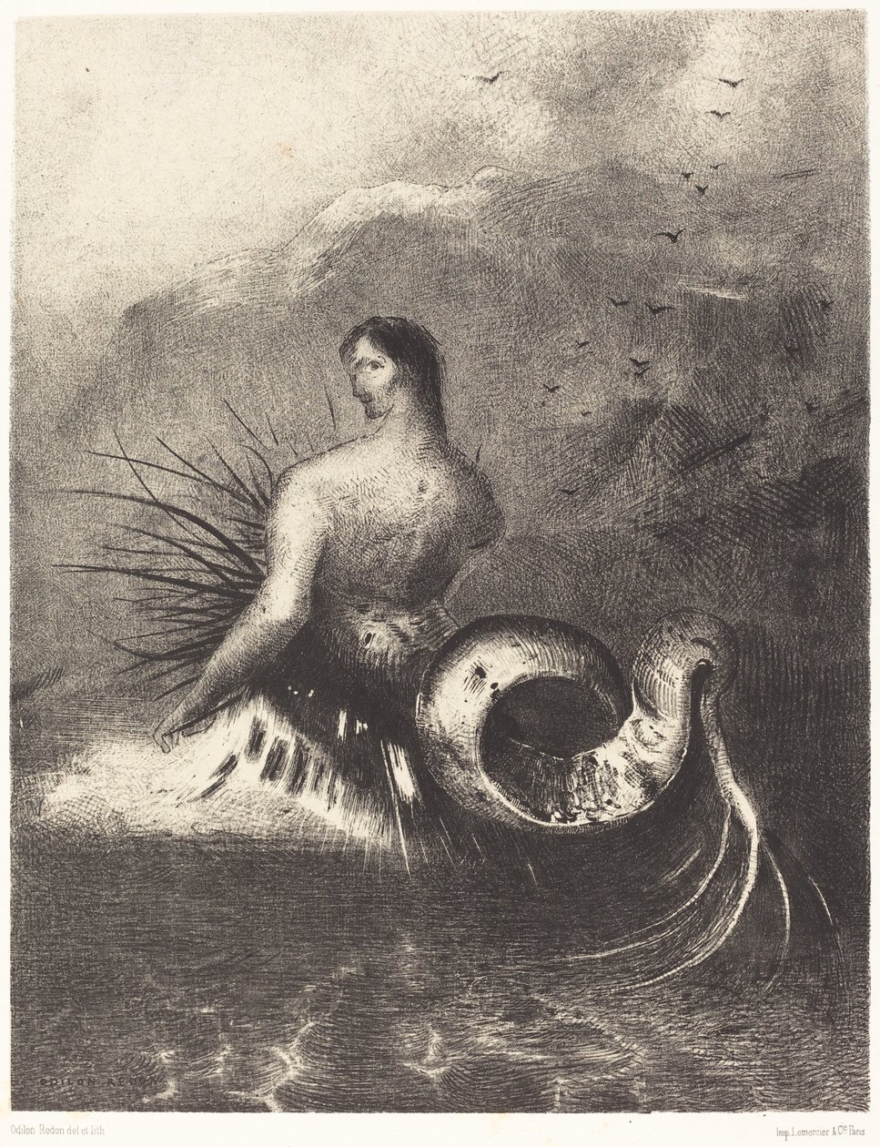 La sirene sortit des flots vetue de dards (Sirenen klædt i modhager, dukkede op fra bølgerne af Odilon Redon