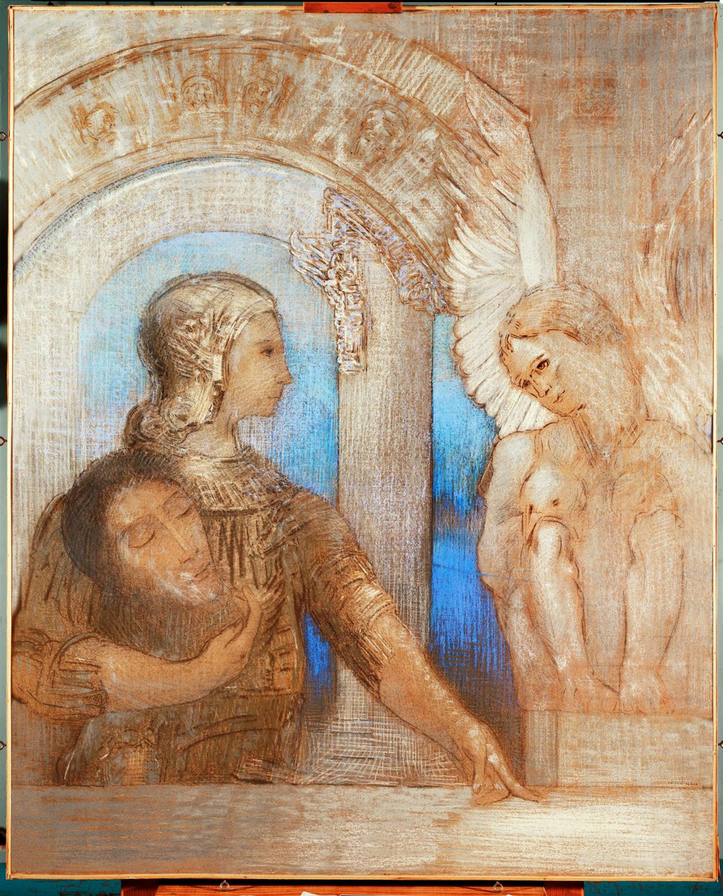 Den mystiske ridder (olie på lærred) af Odilon Redon