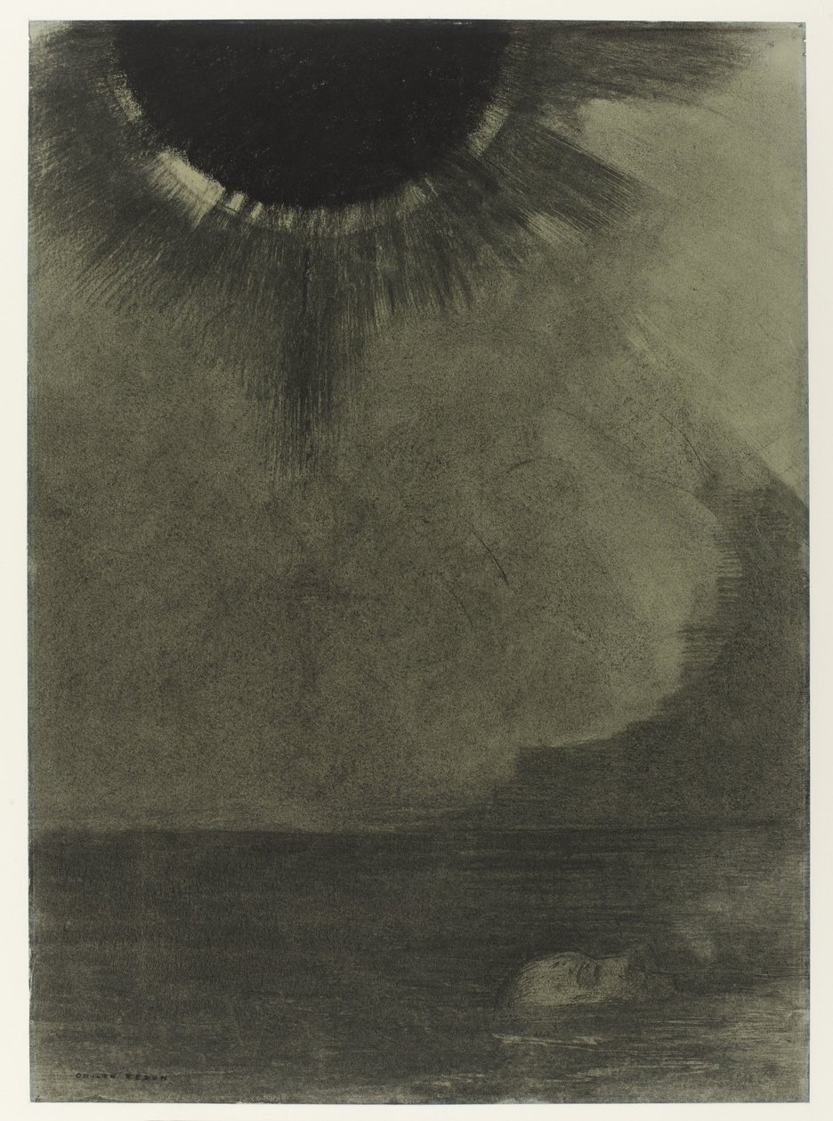 Le Noyé Drukner i et vand ved måneskin af Odilon Redon