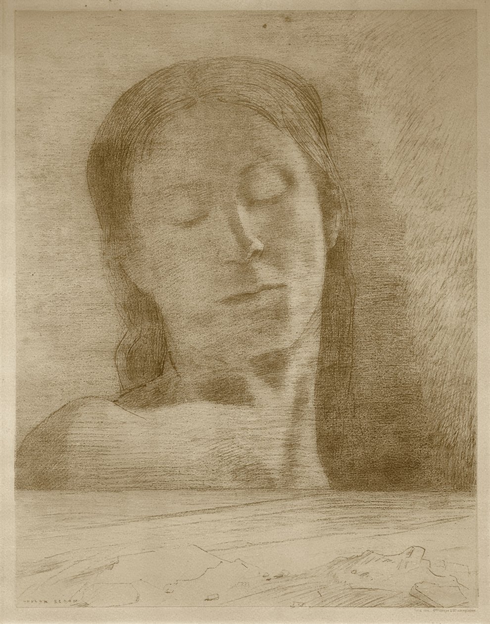 Lukkede øjne af Odilon Redon