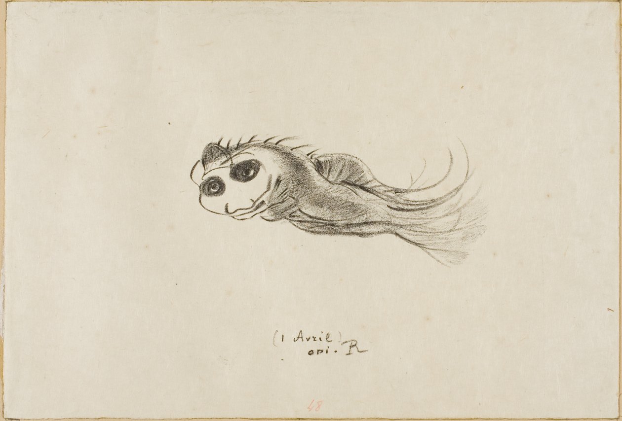 Menu for en middag for franske litografer, 1. april 1887 af Odilon Redon