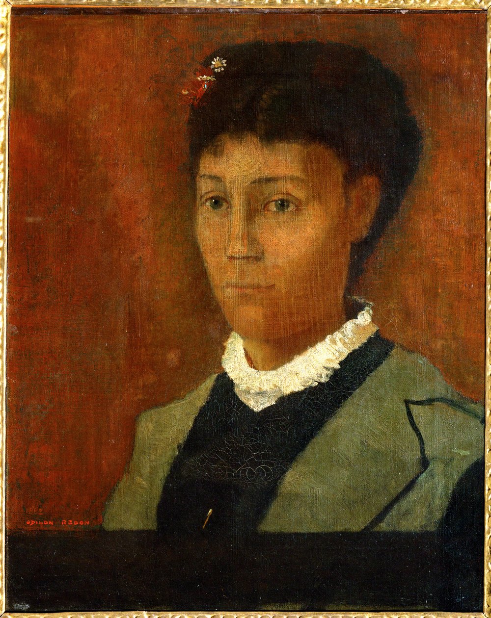 Mme Odilon Redon, født Camille Falte (maleri på lærred) af Odilon Redon