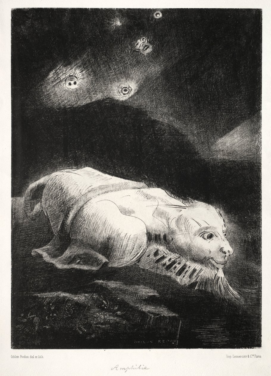 Oprindelse: Da livet vågnede i dybet af obskur materie, 1883. af Odilon Redon