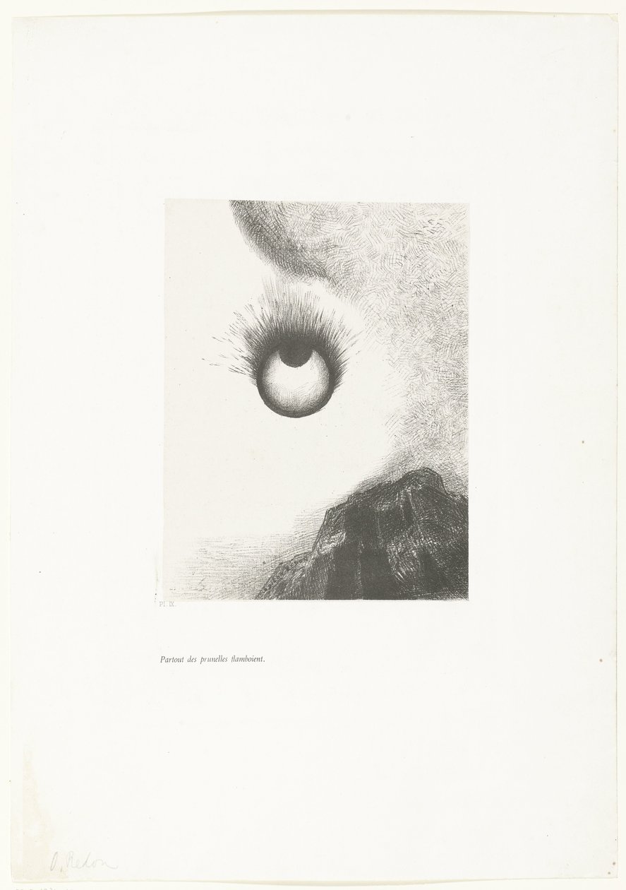 Flammende øjne overalt Partout des prunelles flamboient (titel på objekt) Tentation de Saint-Antoine (1) (serietitel) Temptation of Saint Anthony (serietitel) af Odilon Redon