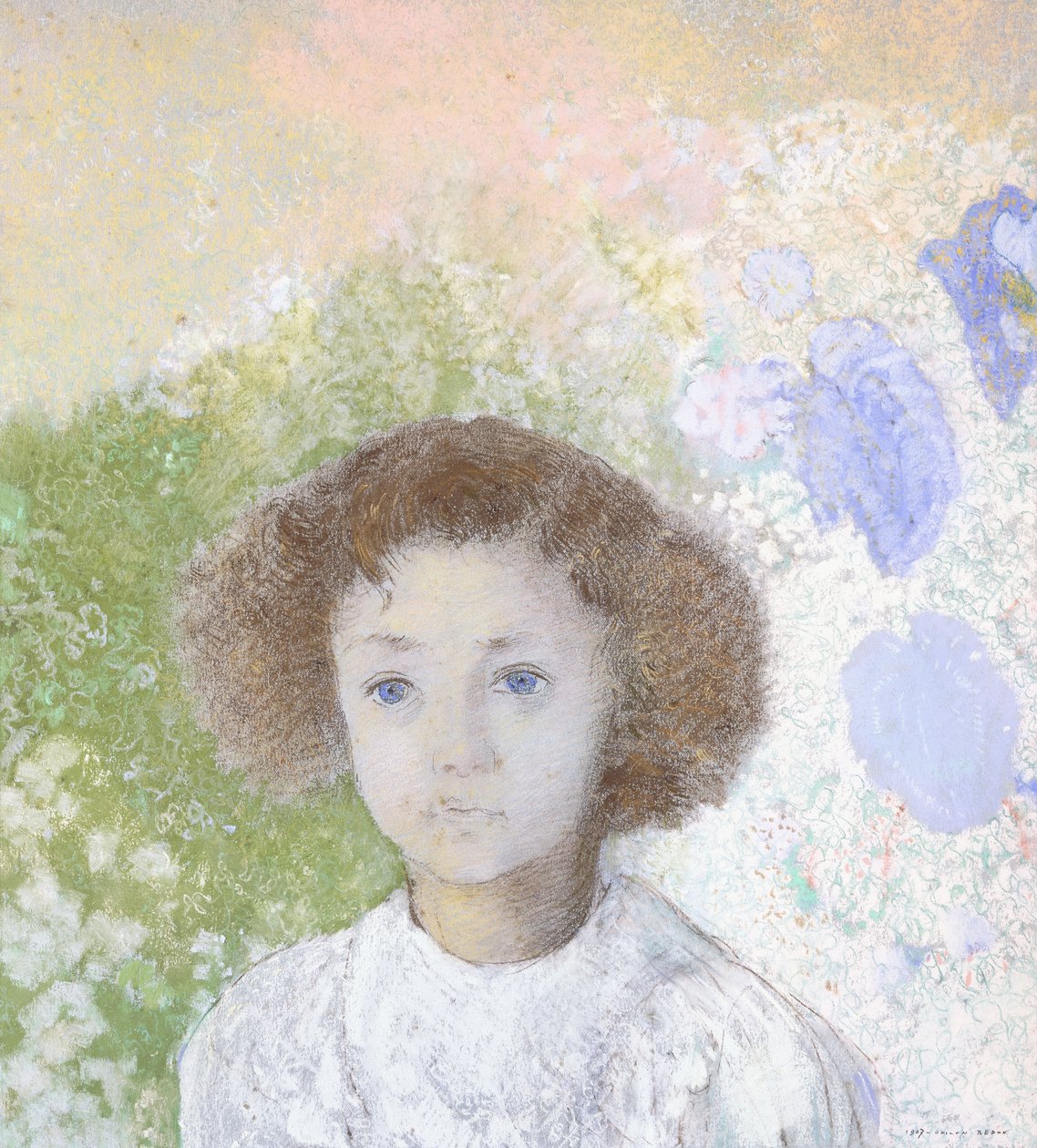 Portræt af Genevieve de Gonet som barn, 1907 af Odilon Redon