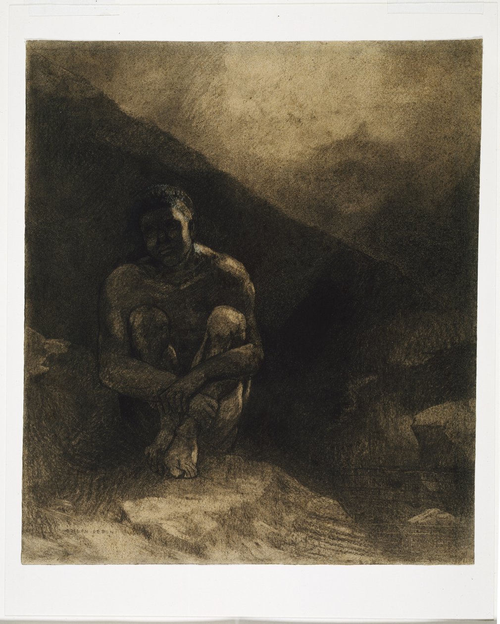 Primitivt menneske, 1872 af Odilon Redon
