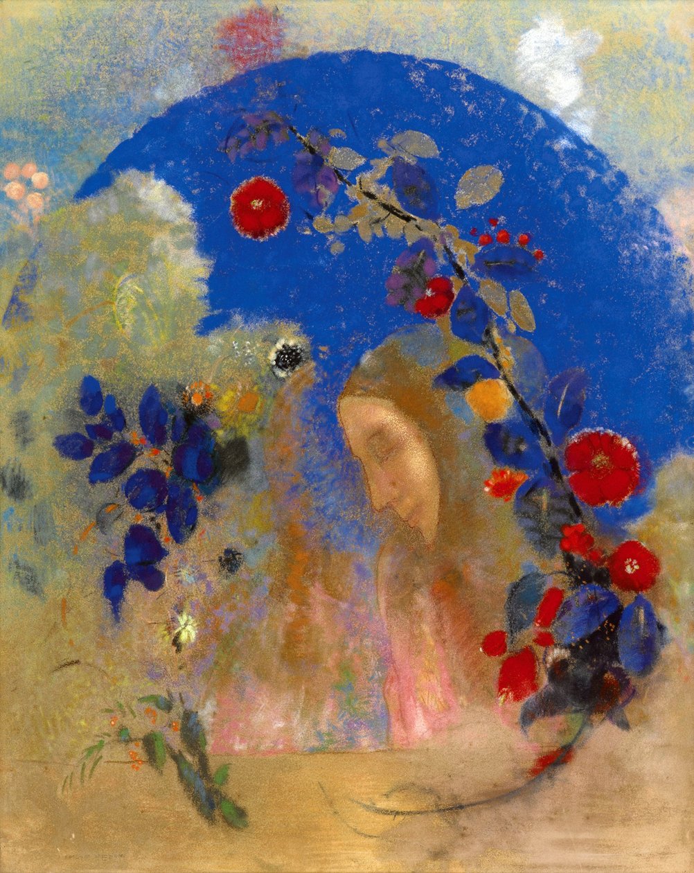 Profil under en bue - Odilon Redon (1840-1916). Pastel på papir, ca. 1905. Mål: 67,6 x 53,8 cm. Privat samling af Odilon Redon