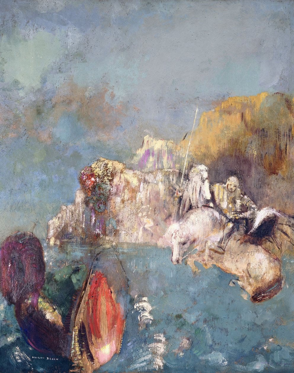 Sankt Georg og dragen, 1909-1910 af Odilon Redon