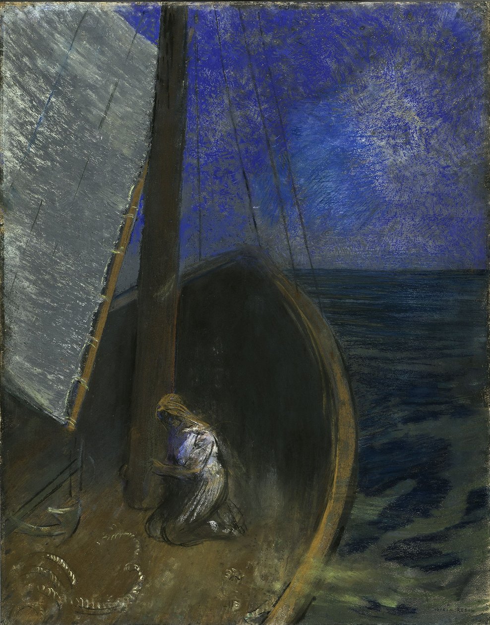 Hellig kvinde i en båd af Odilon Redon