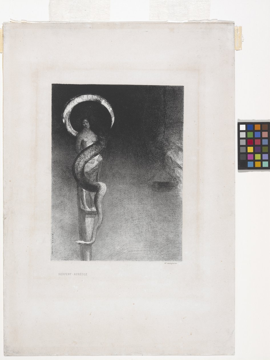 Serpent-Aureole (litografi på kinesisk applikationspapir) af Odilon Redon