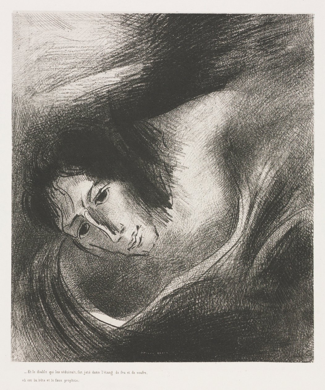 The Apocalypse of Saint John: Og Djævelen, der bedragede dem, blev kastet i søen, 1899. af Odilon Redon