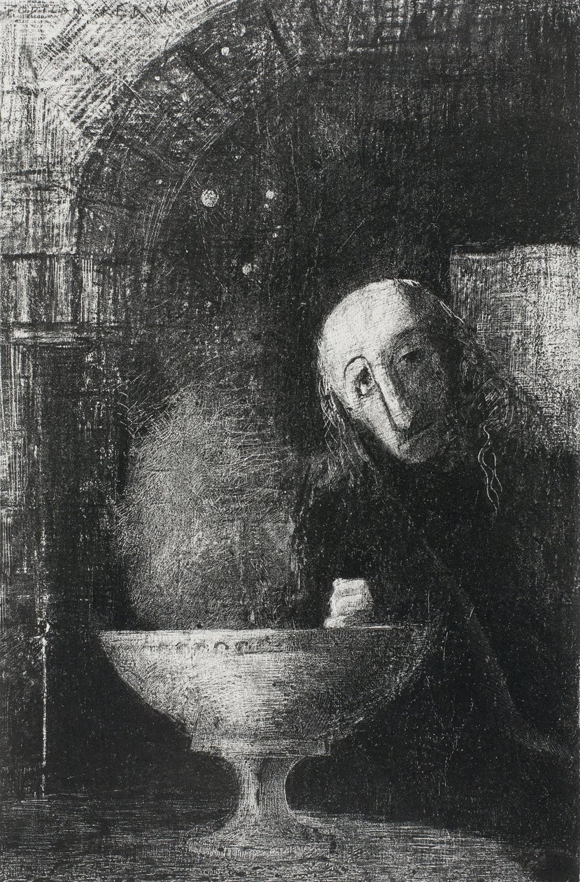 Den uendelige søgen, fra natten, 1886 af Odilon Redon