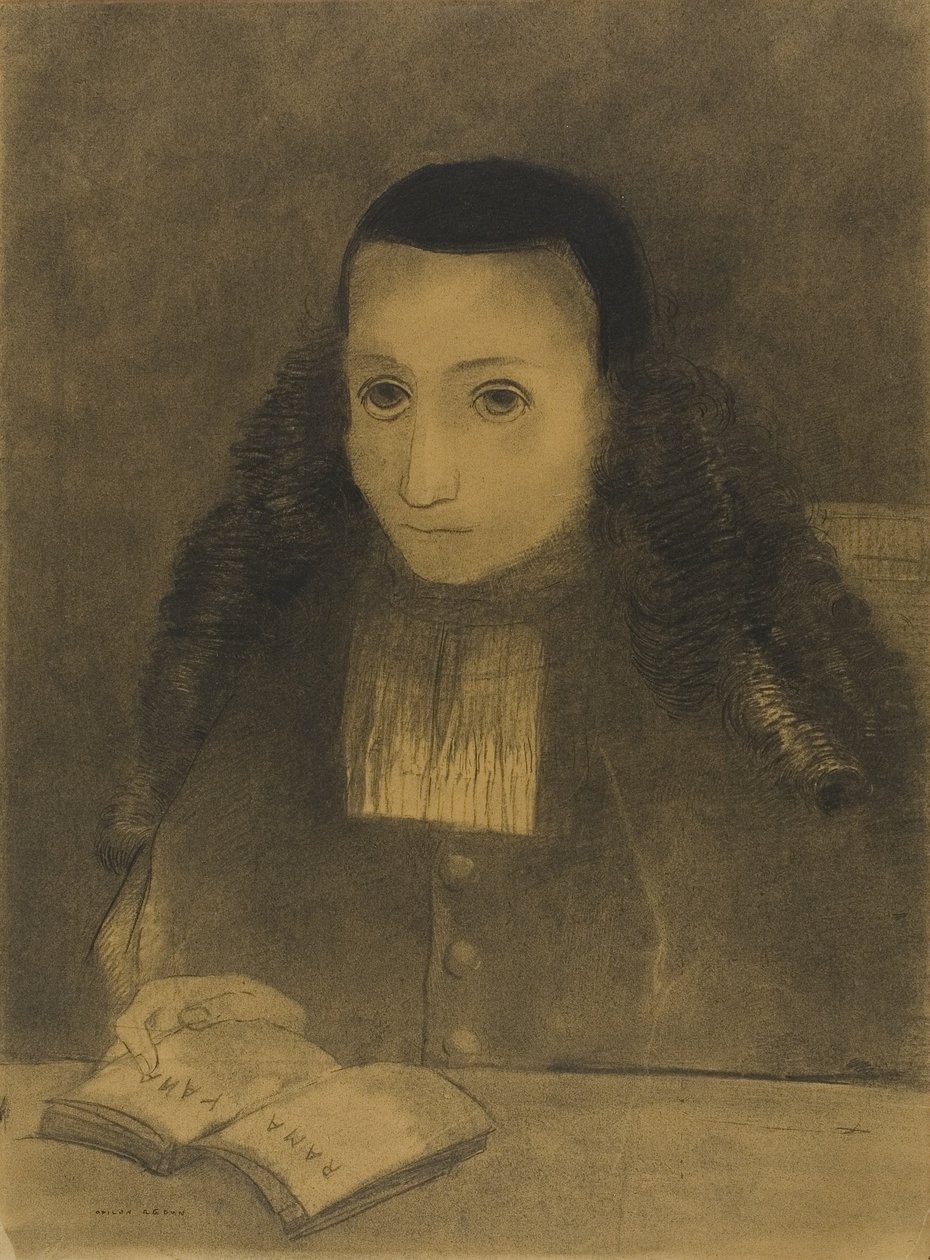 Den lille abbed læser Ramayana, 1883 af Odilon Redon