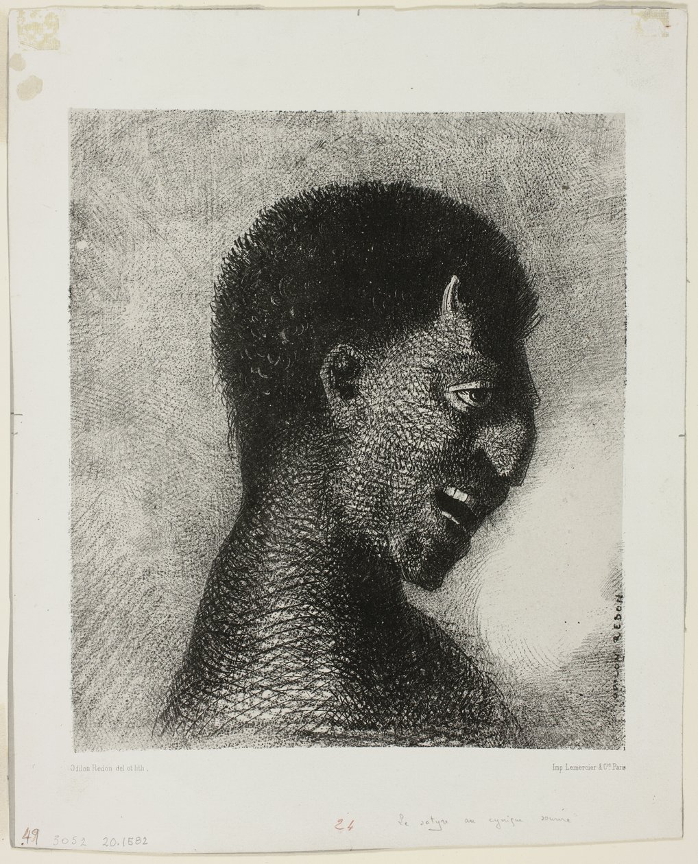 Satyren med det kyniske smil, plade 5 af 8 fra "Les Origines" af Odilon Redon