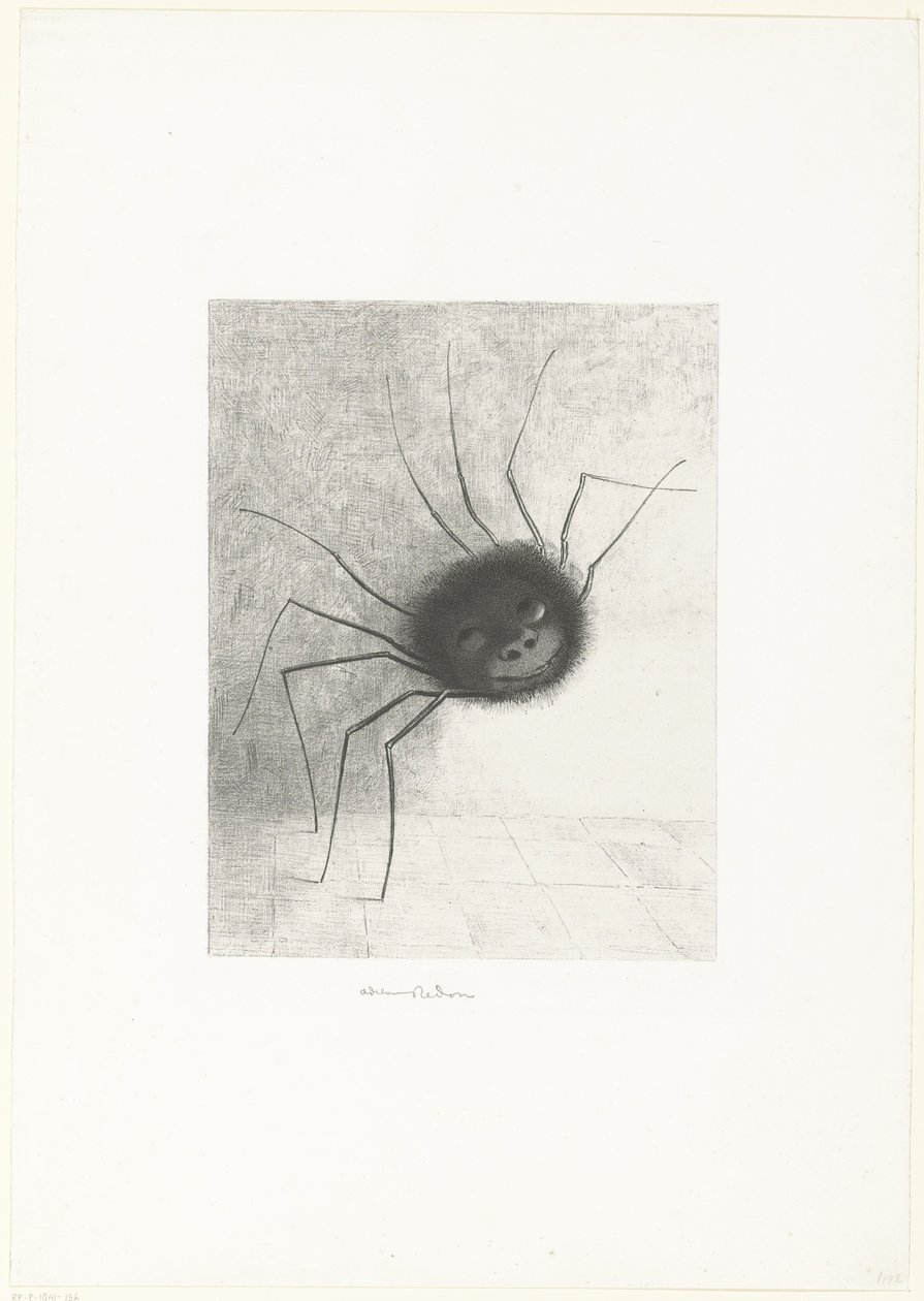 Edderkoppen, 1887 (tryk) af Odilon Redon