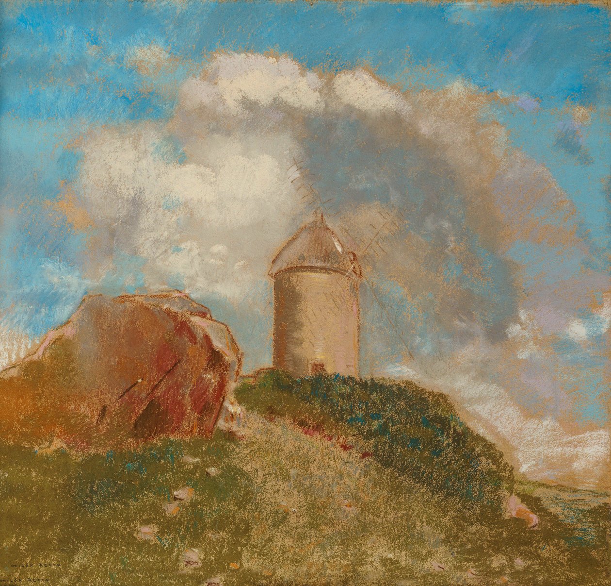 Vindmøllen, ca. 1880 af Odilon Redon