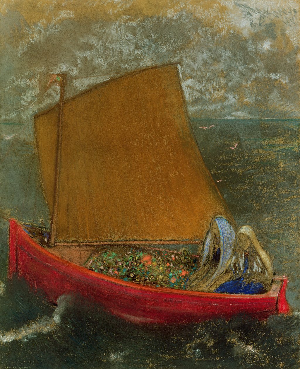Det gule sejl, ca. 1905 (pastel på papir) af Odilon Redon