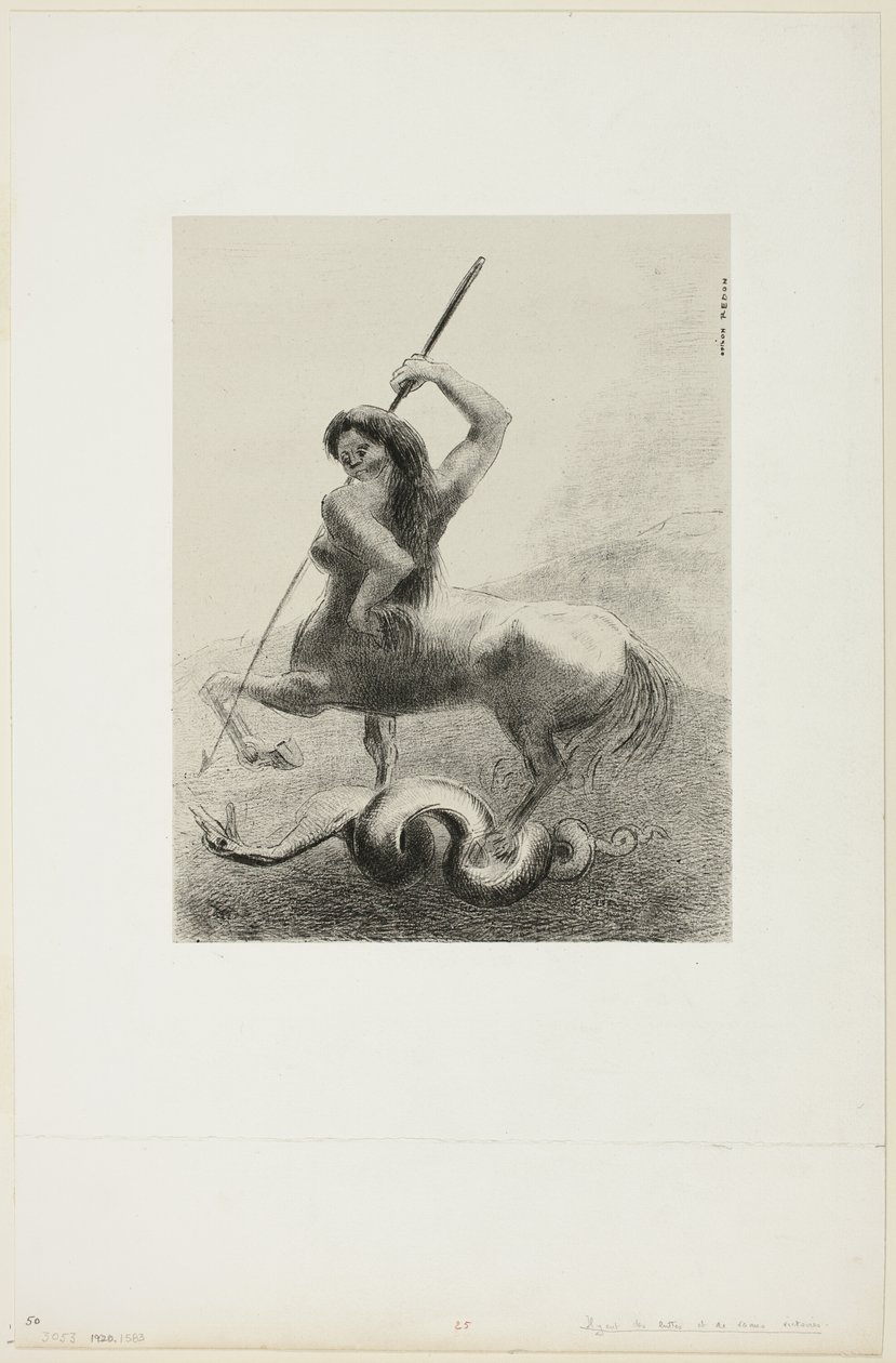 Der var kampe og forgæves sejre, plade 6 af 8 fra "Les Origines" af Odilon Redon