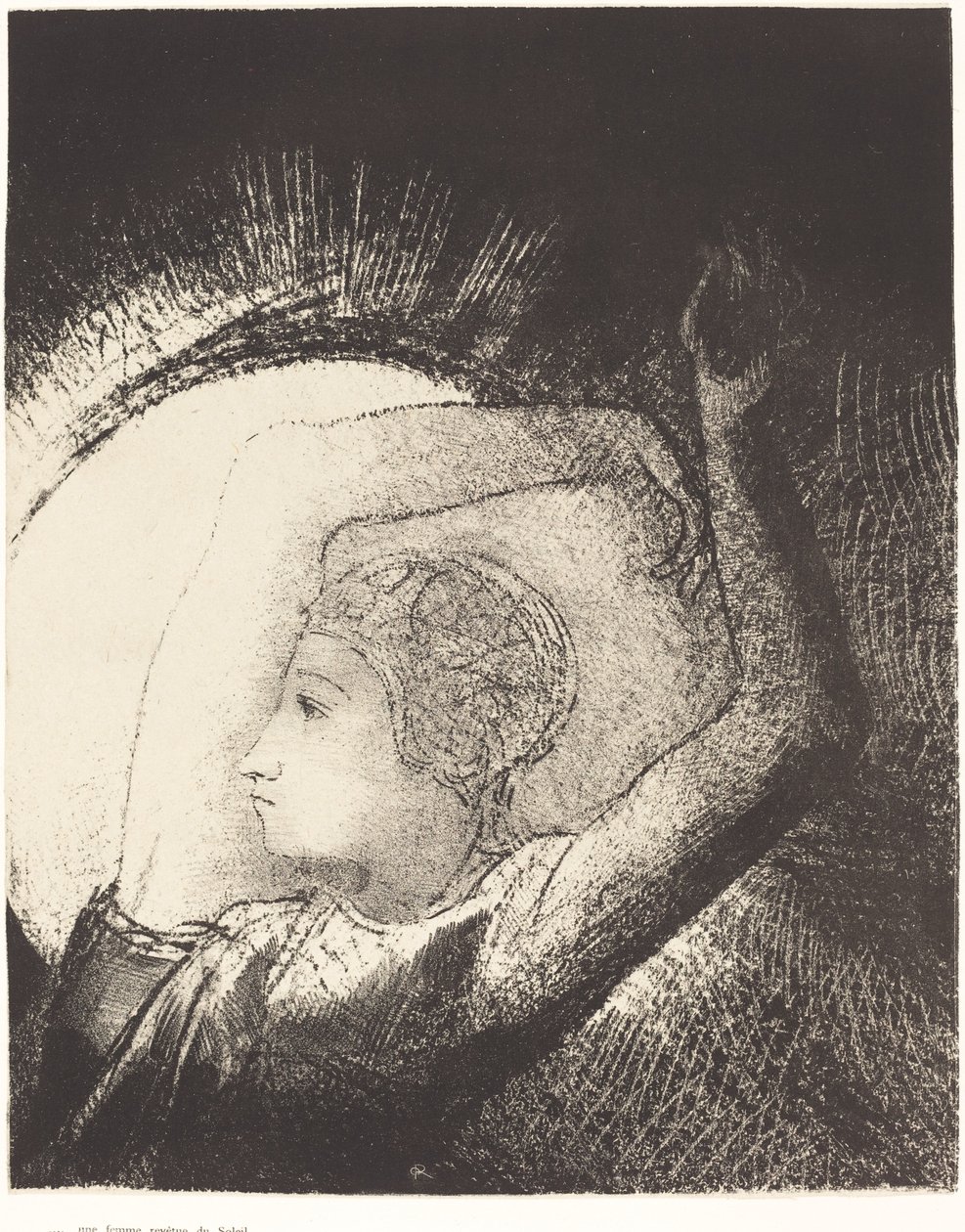 En kvinde klædt i solen af Odilon Redon
