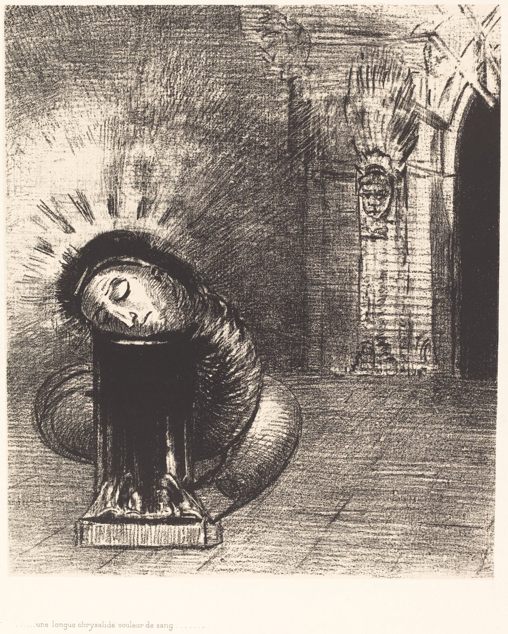 En lang chrysalis, farven af ​​blod af Odilon Redon