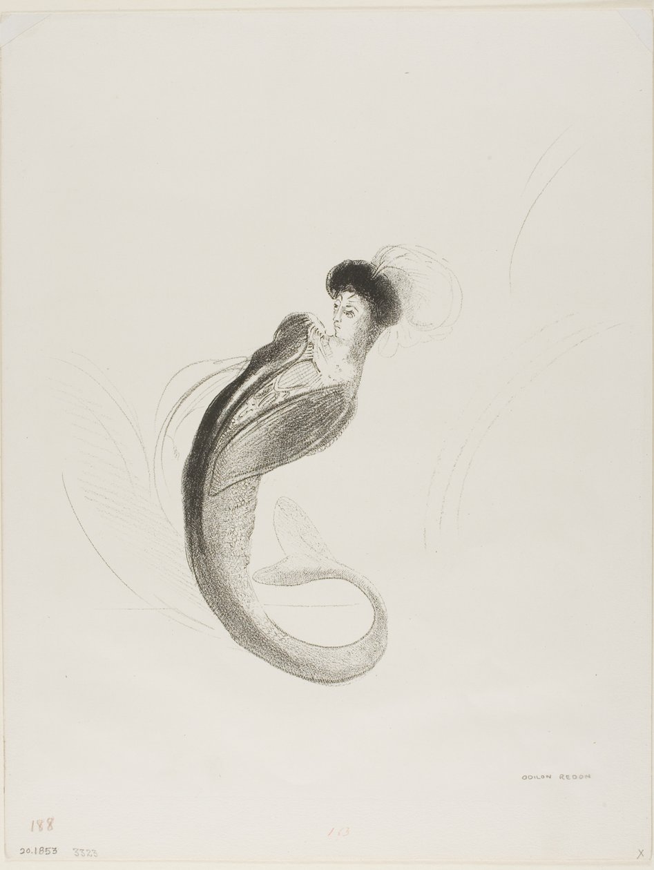 Uden titel prøvelitografi af Odilon Redon