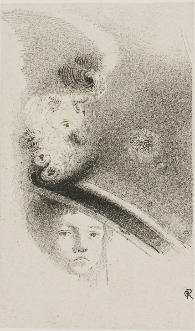 Uden titel prøvelitografi af Odilon Redon