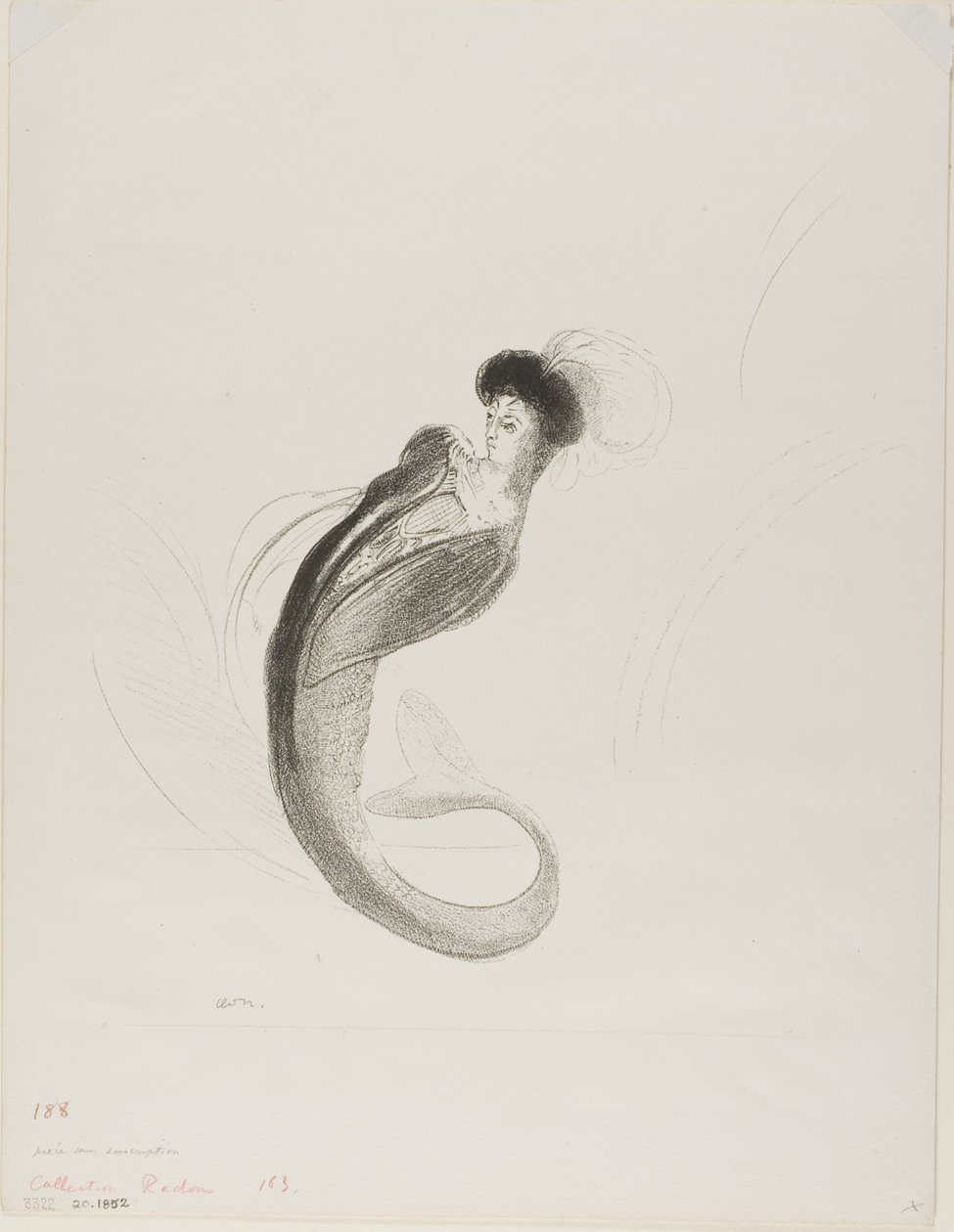 Uden titel prøvelitografi af Odilon Redon