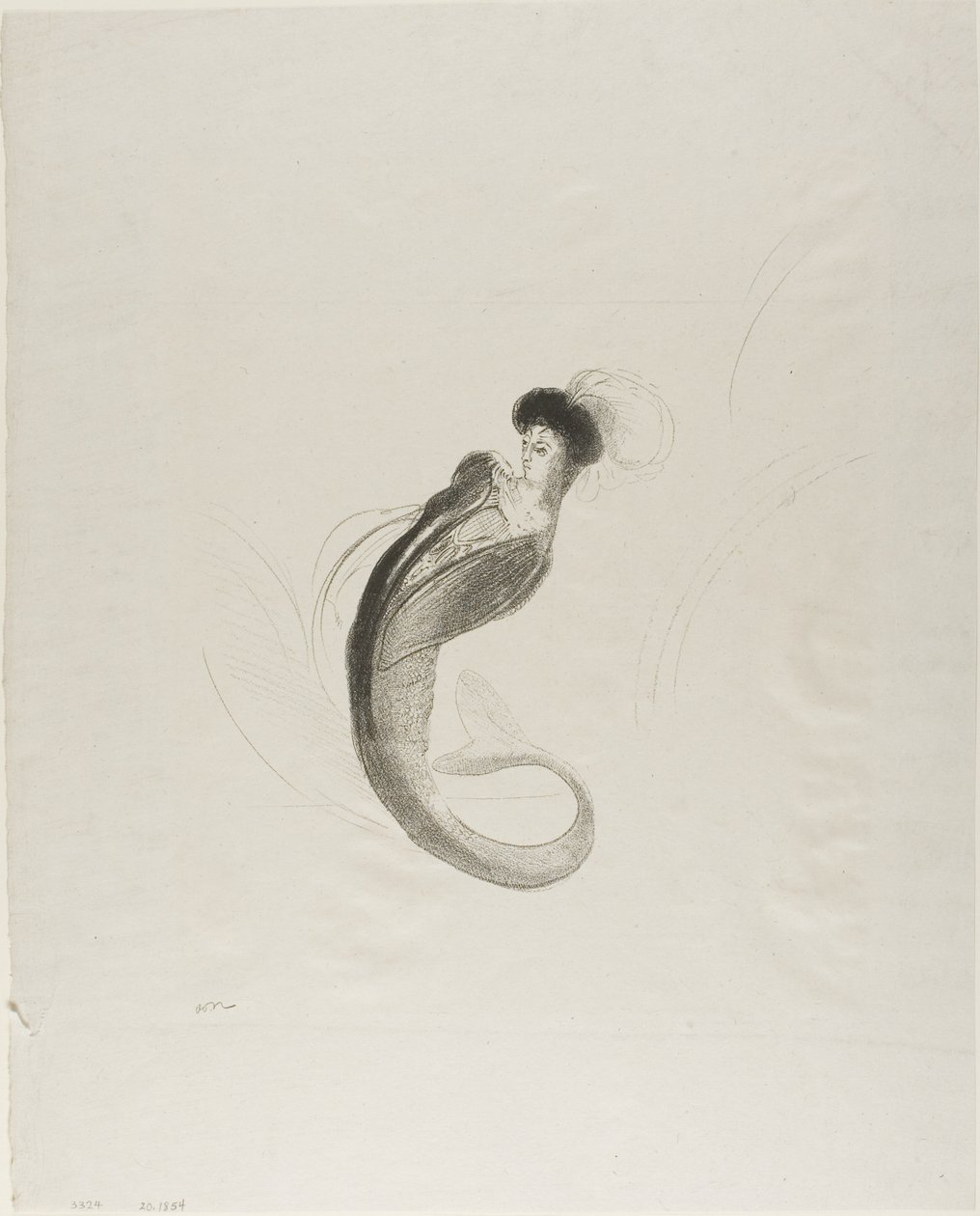 Uden titel prøvelitografi af Odilon Redon