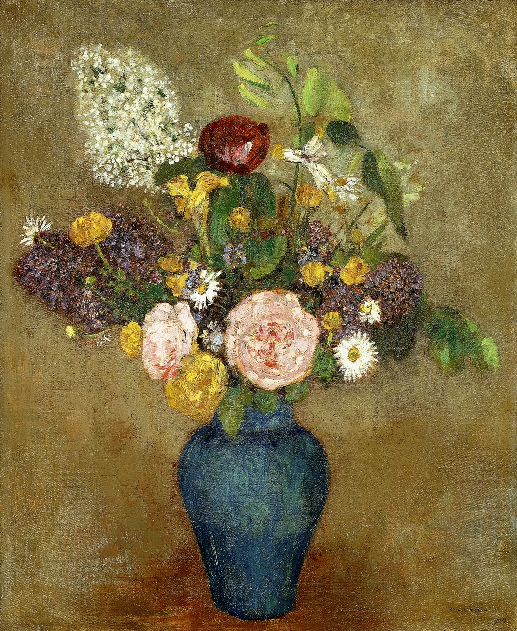 Vase med blomster; Vase med blomster, af Odilon Redon
