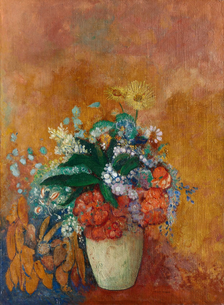 Vase med blomster, ca. 1905 (olie på stof) af Odilon Redon