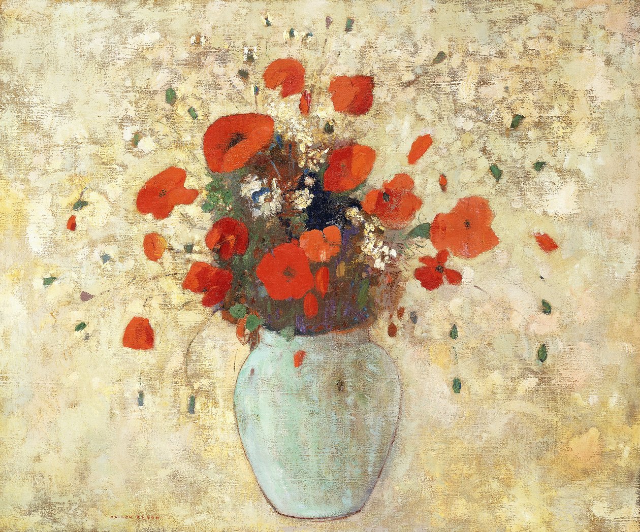 Vase af valmuer; Vase med valmuer, 1905-09 af Odilon Redon