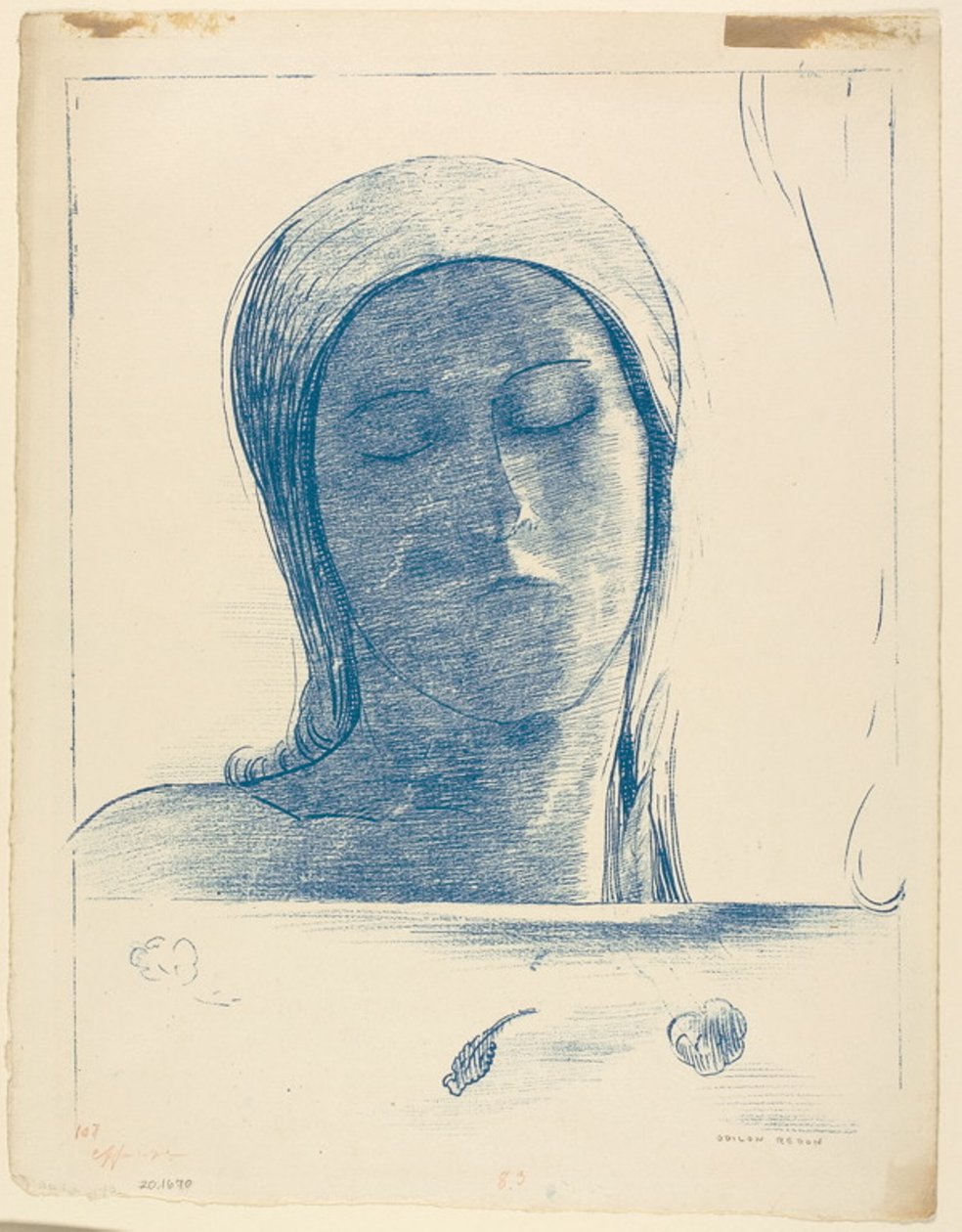 Lukkede øjne af Odilon Redon