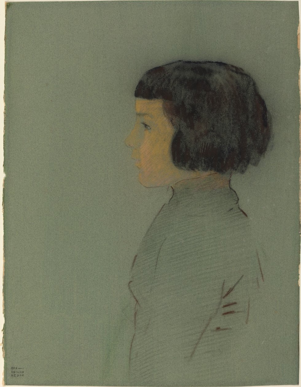 Ung kvinde i profil af Odilon Redon