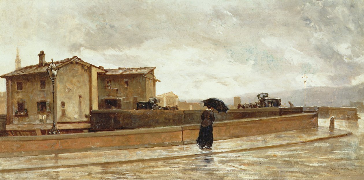 Kvinde, der går på en bro, 1881 af Odoardo Borrani