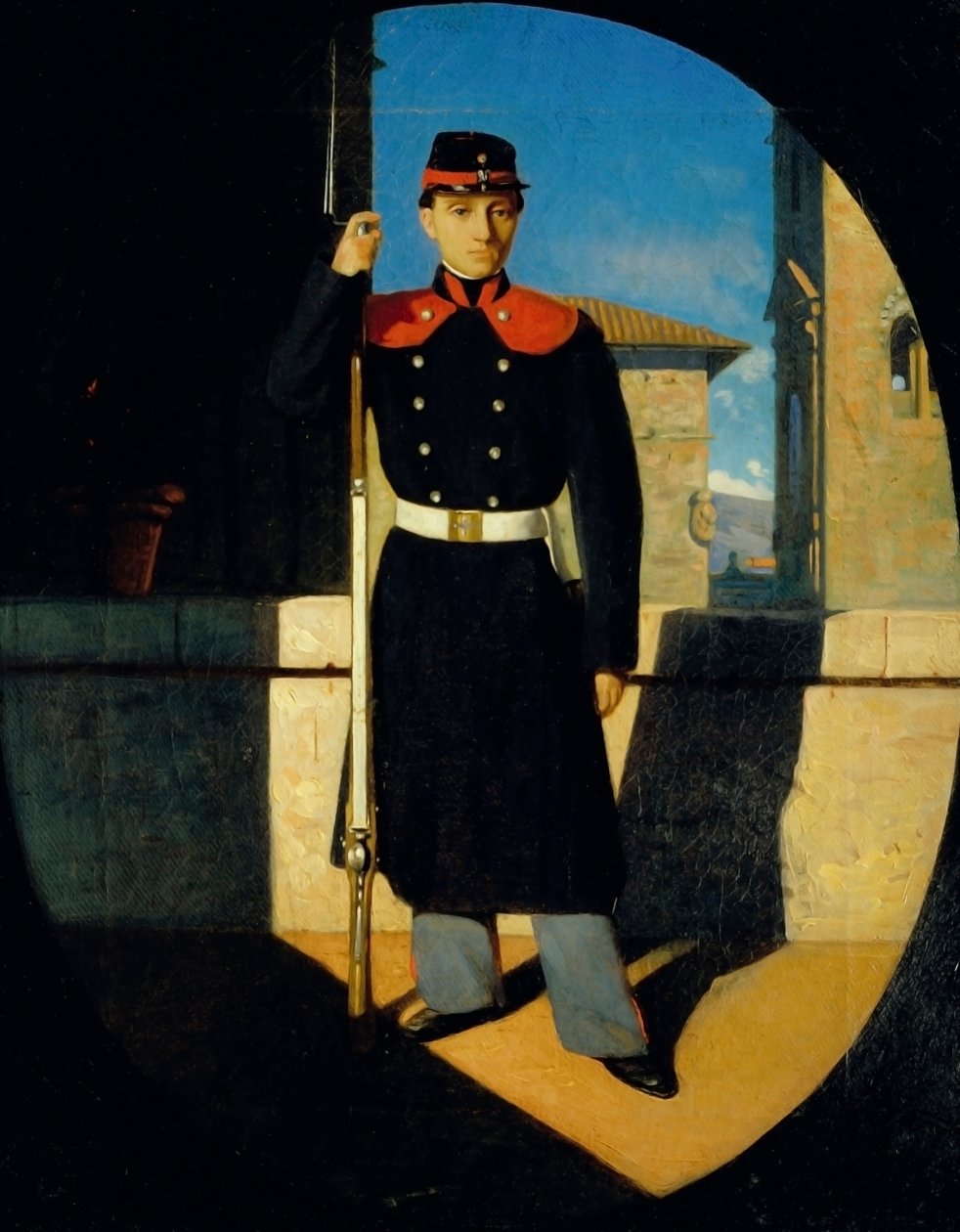 Soldater fra den toscanske nationalgarde, ca. 1860-61 (olie på lærred) af Odoardo Borrani