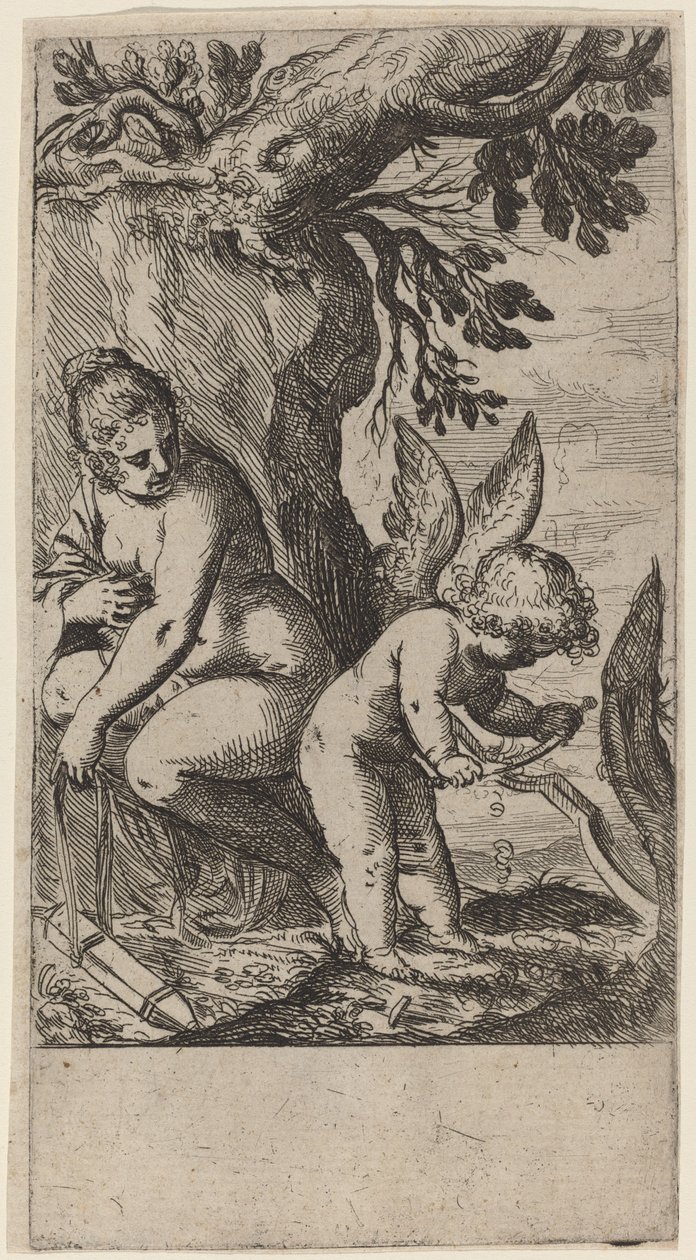 Venus med Amor, der slår sin bue af Odoardo Fialetti