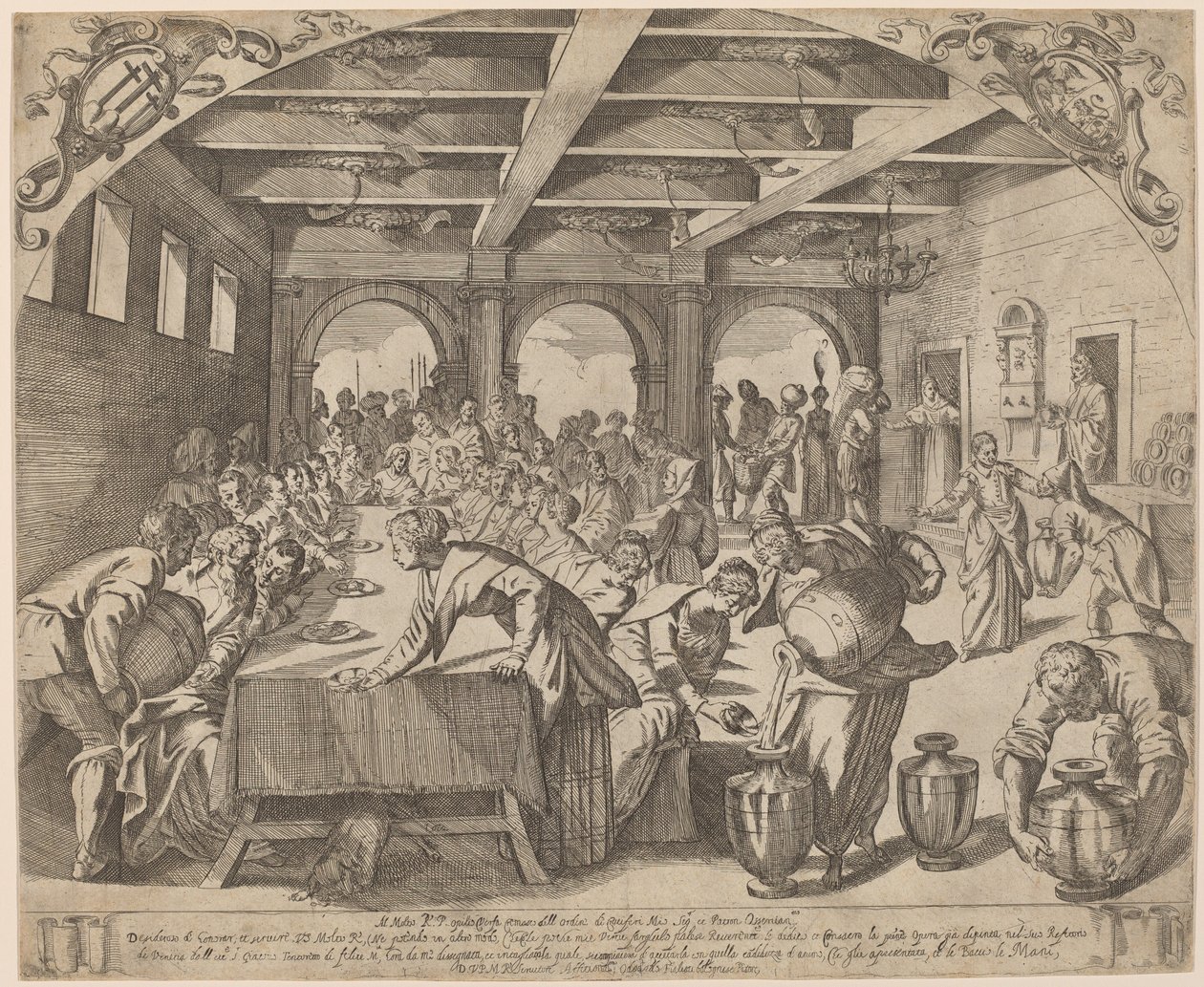 Ægteskabet i Kana af Odoardo Fialetti after Jacopo Tintoretto