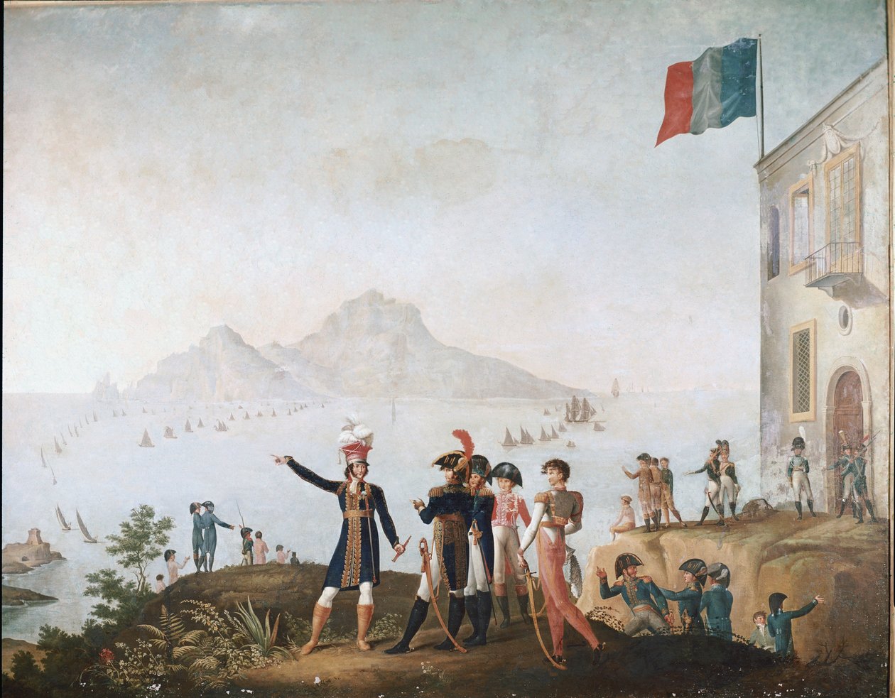 Kongen af ​​Napoli beordrer erobringen af ​​byen i august 1808 og overværer den fra Massa Lubrense af Odoardo Fischetti