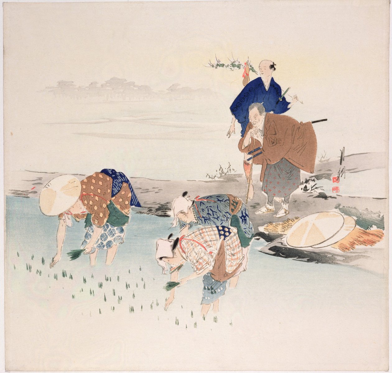 Risplantning, ca. 1890-1900-tallet (træbloktryk i farver) af Ogata Gekko