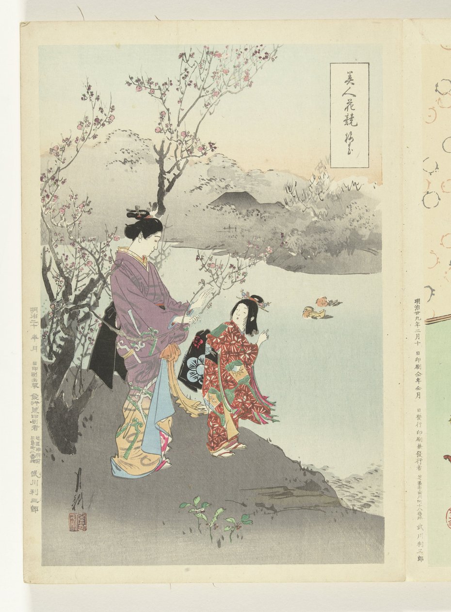 Beundrer blommeblomsten Sammenligninger mellem skønheder og blomster (serietitel) Bijin hana kurabe (serietitel på objekt) af Ogata Gekko
