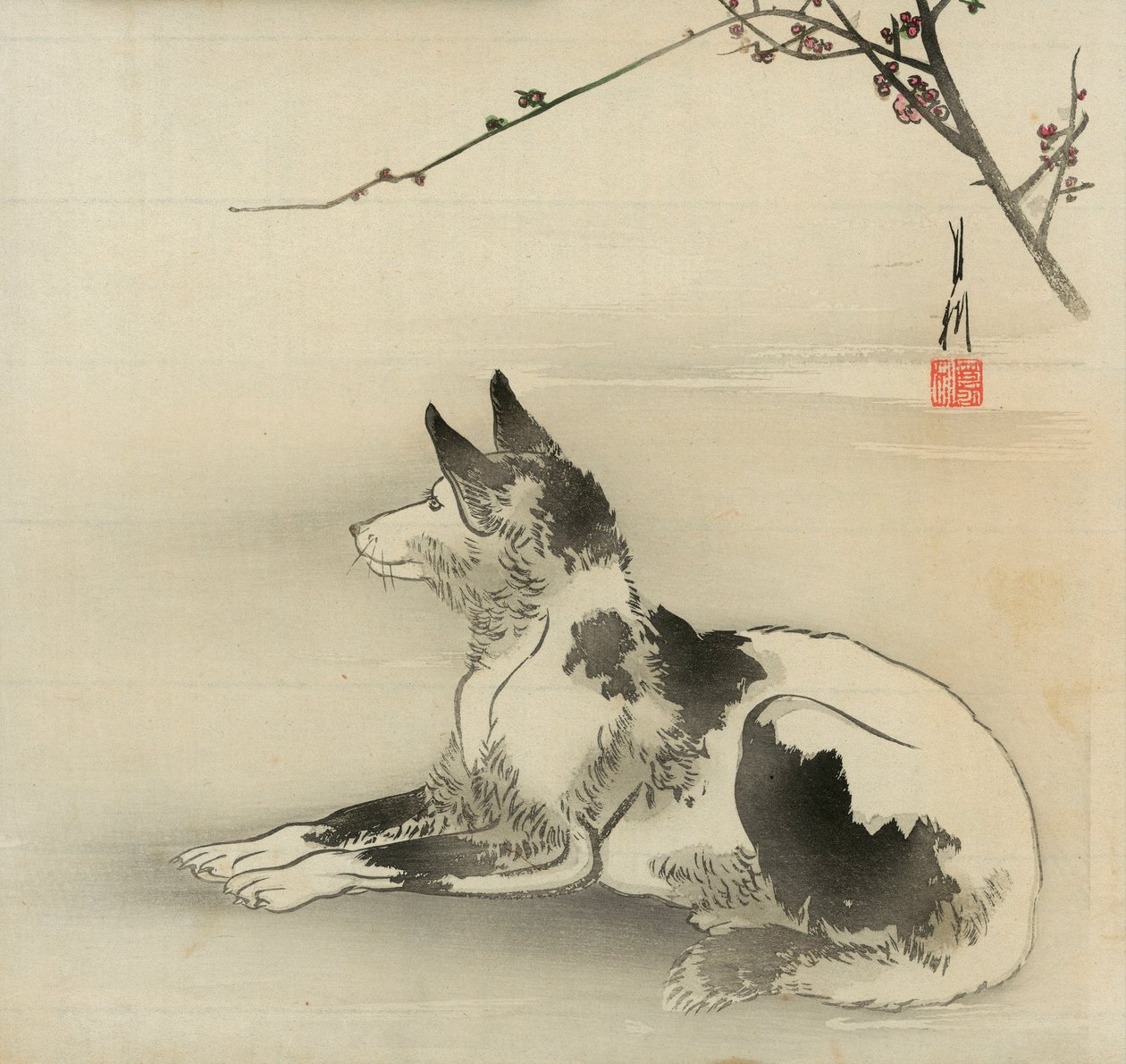 Sort og hvid hund af Ogata Gekko