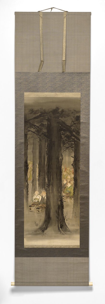 Kitsune No Yomeiri [Rævens bryllup], slutningen af det 19.-begyndelsen af det 20. århundrede (blæk på silkemonteret papir med elfenbensrulle) af Ogata Gekko