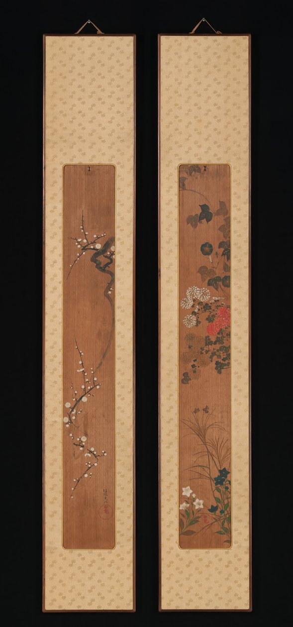 Blomster af forår og efterår, kort efter 1701. af Ogata Korin