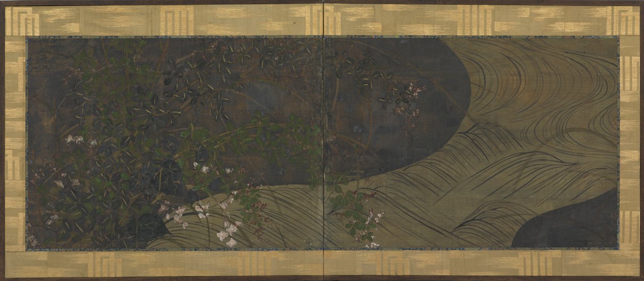 Rindende vand, efterårsgræsser og blomster, Edo-periode, slutningen af 1600-begyndelsen af 1700-tallet. af Ogata Korin