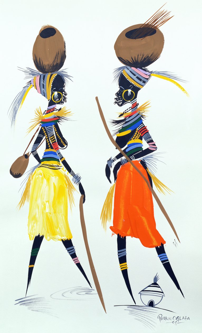 Sorte modeller, 2008 (akryl og gouache på papir) af Oglafa Ebitari Perrin