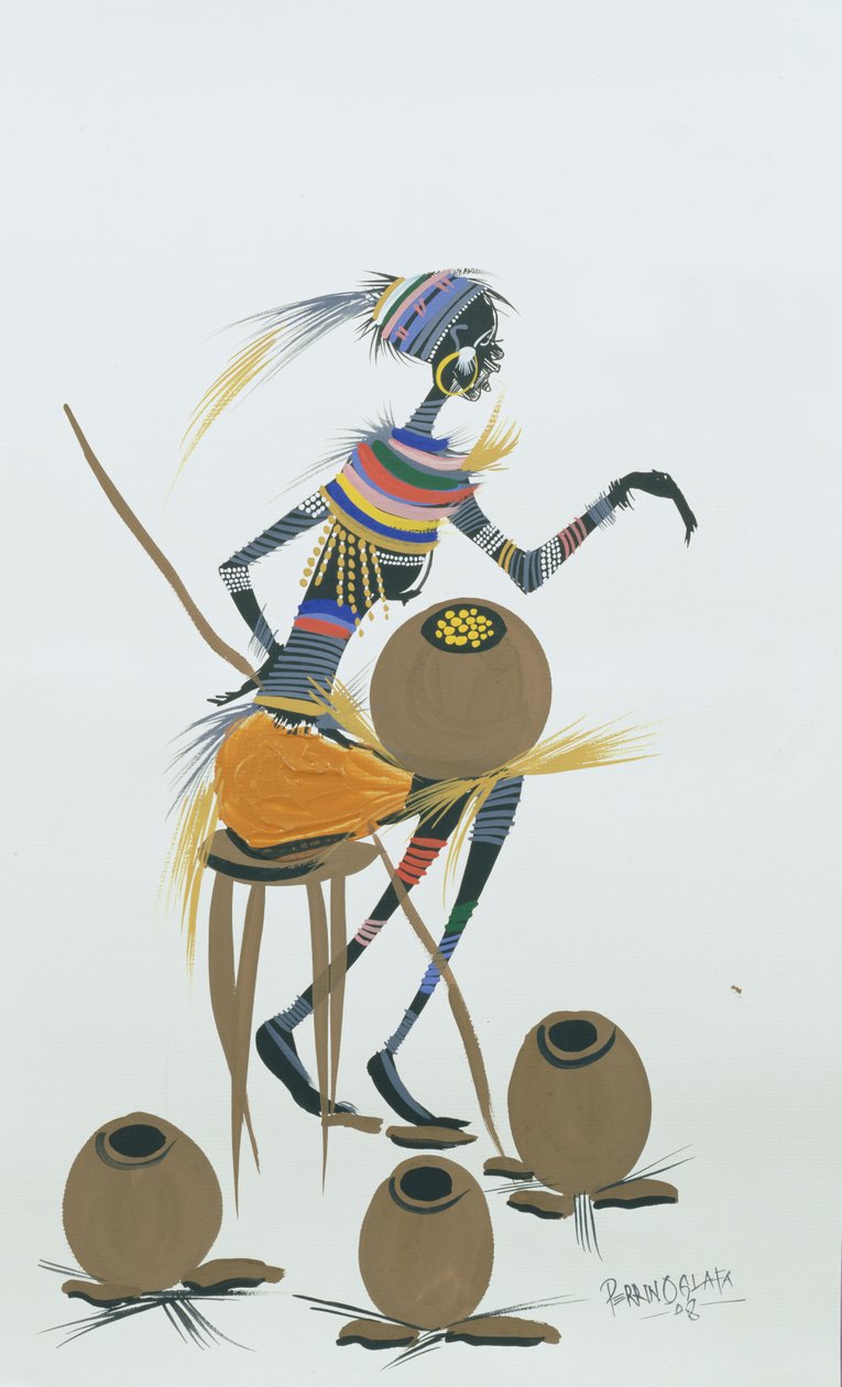 Livets Potter. 2008 (akryl og gouache på papir) af Oglafa Ebitari Perrin