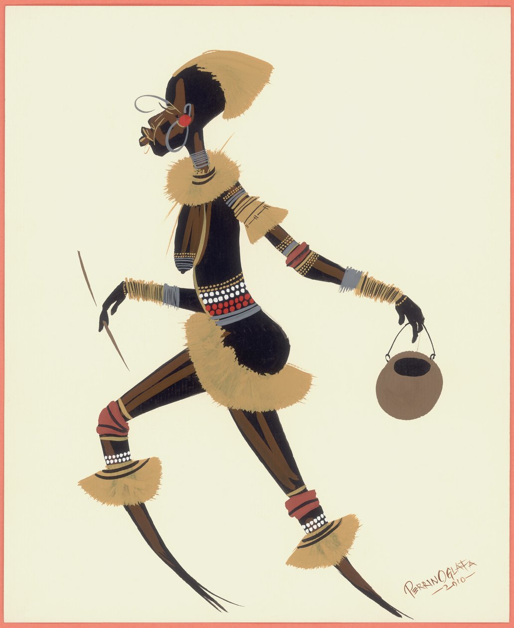 Raffia Woman, 2010 (olie på papir) af Oglafa Ebitari Perrin