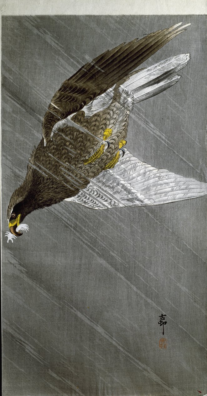 En ørn, der dykker efter sit bytte, 1910 af Ohara Koson